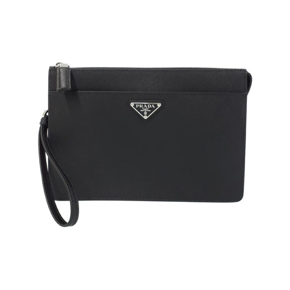 Prada Saffiano Leather Clutch Bag Black